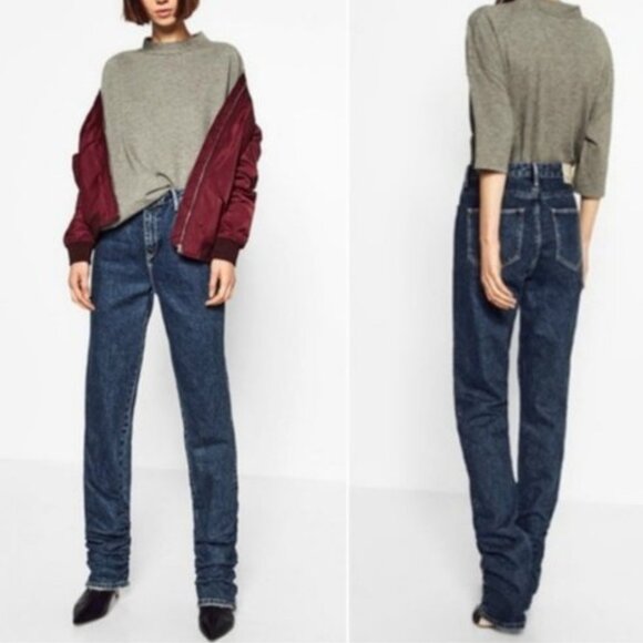Zara Denim - ZARA Trafaluc NEW Jeans Women's 6 Slouchy Ruched Extra Long NWT